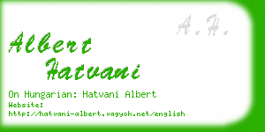 albert hatvani business card